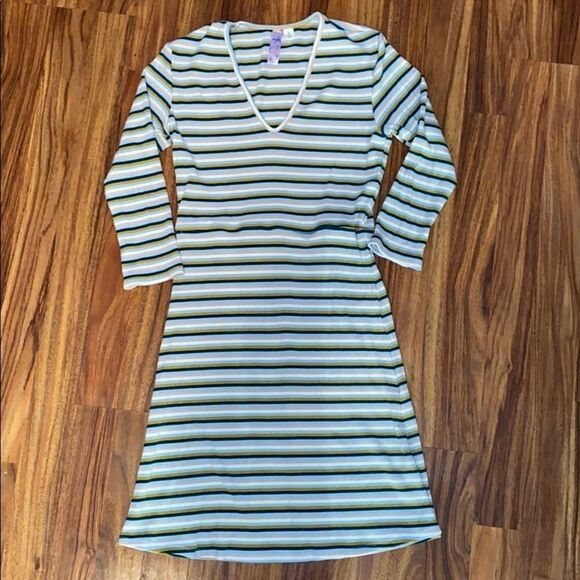 Francesca's Striped V-Neck Dress Womens Size Small - Picture 1 of 3